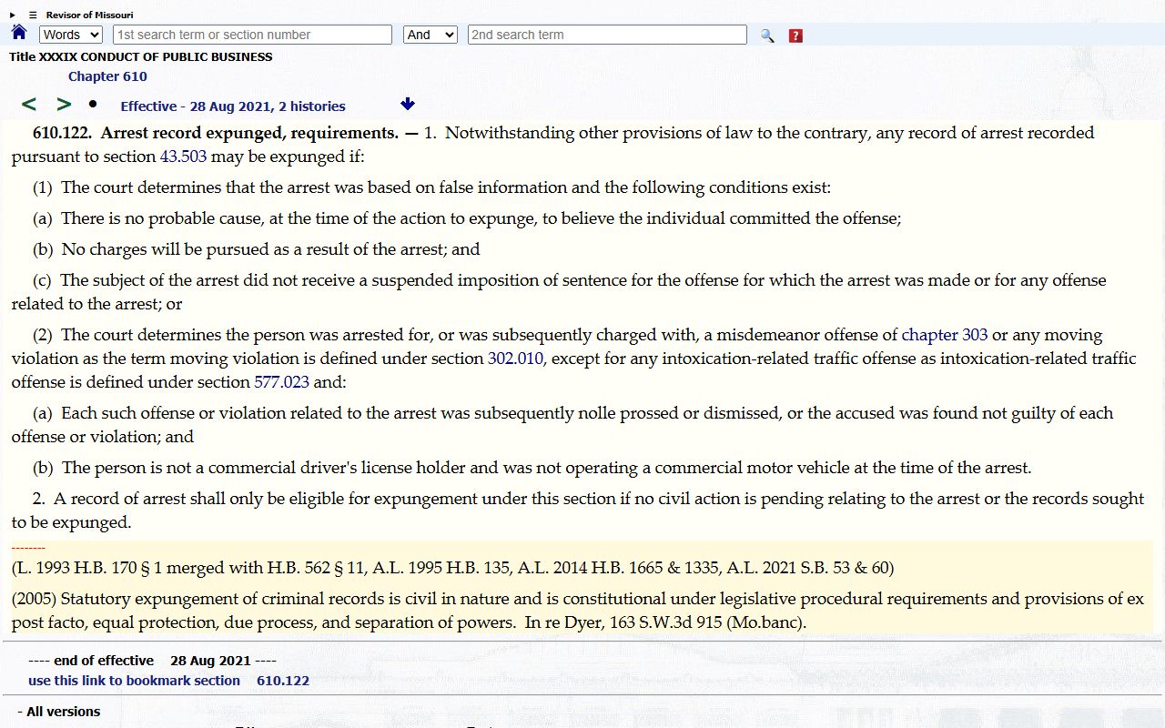 Madison County criminal court records arrest record expungement statute