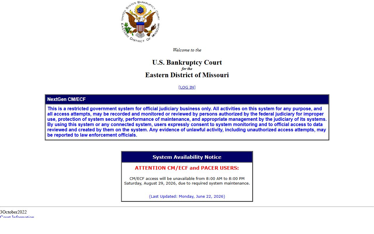 Missouri Eastern Bankruptcy CM/ECF database
