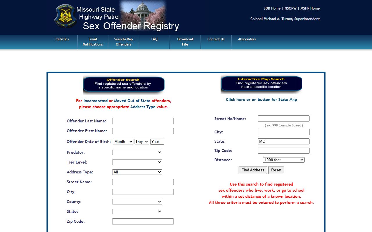 Madison County warrant records MSHP registry fallback source